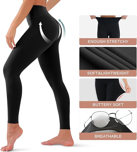High Waisted Leggings for Women Soft Tummy Control Pants Non See Through Workout Yoga Pants for Running Plus Size