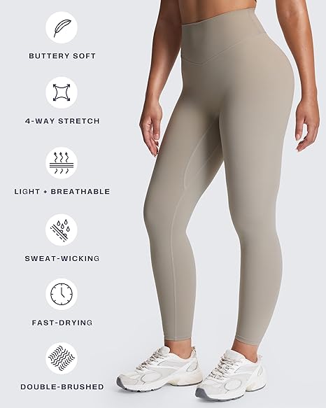 High Waisted Workout Leggings for Women Tummy Control Buttery Soft Yoga Metamorph Deep V Pants 26"